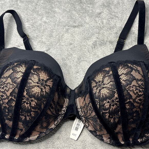 Adore Me Other - NWT Adore Me‎ Jet Black Velvet and Lace Luxabell Full Coverage Bra 42C